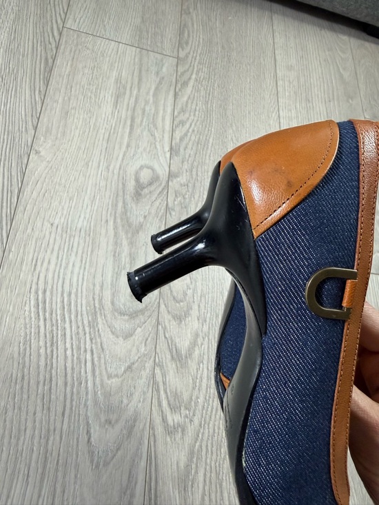 Vintage Y2K Kenzo Leather Denim Pointed Toe Heels - Picture 11 of 14